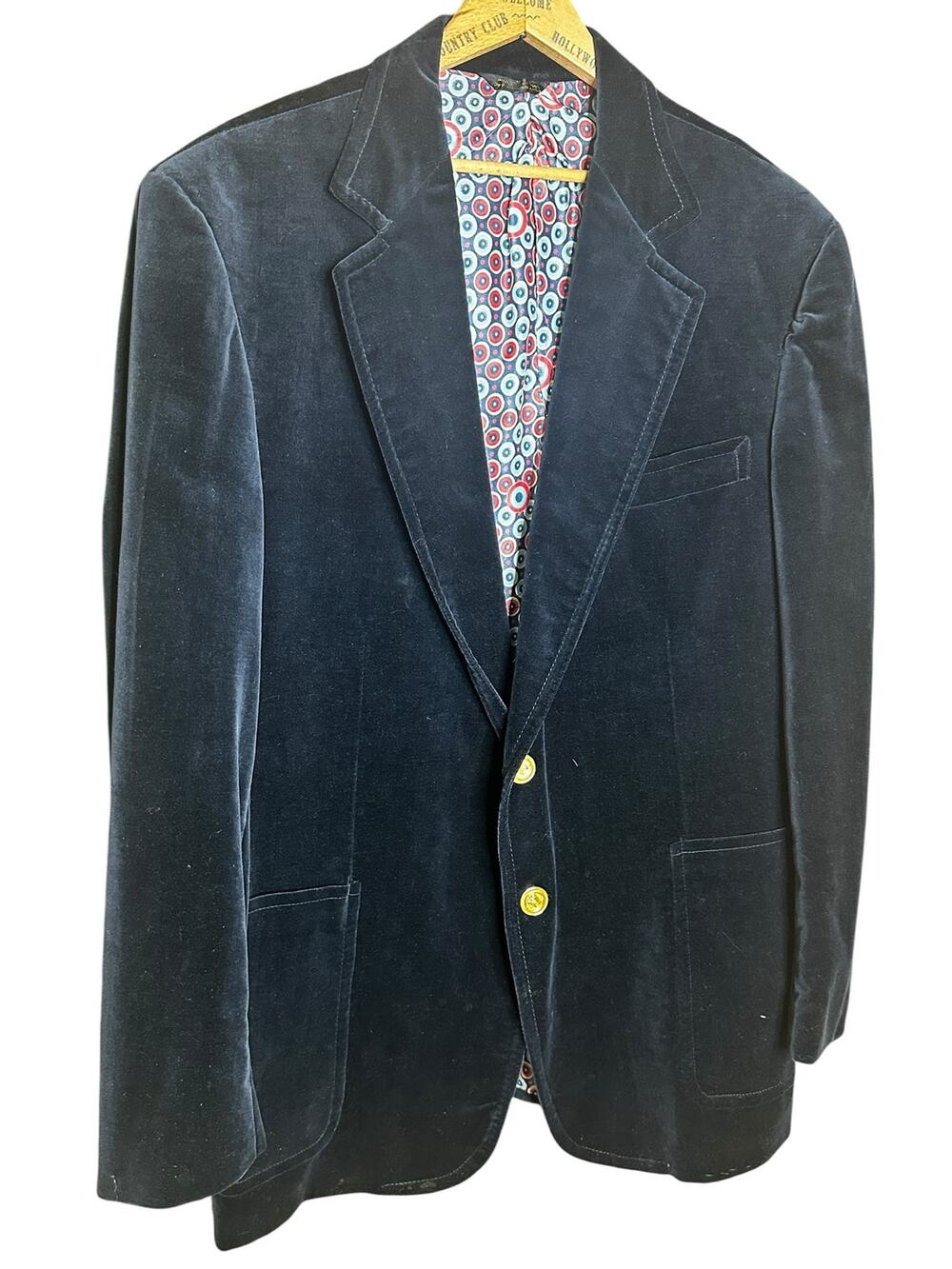 Vintage 70s The Sovereign Tailored by Barry Blue Velvet Blazer Mod Circle Lining